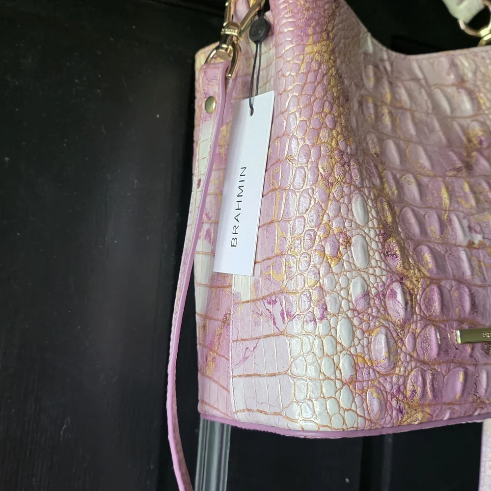 Brahmin Mini Amelia Lilac Melbourne Bucket Bag / Crossbody - Picture 6 of 16